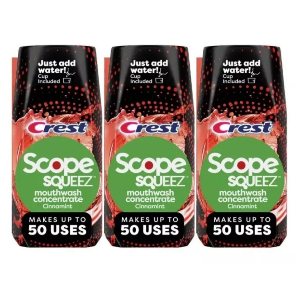 3x Scope Squeez Mouthwash Concentrate Cinnamint 50mL Bottle Up To 50 Servings